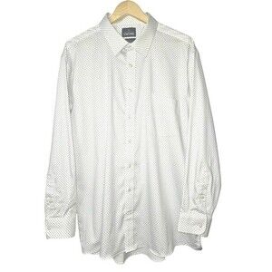 Stafford‎ Mens Dress Shirt Long Sleeve White Cotton Blend Size 18, 18.5 XXL